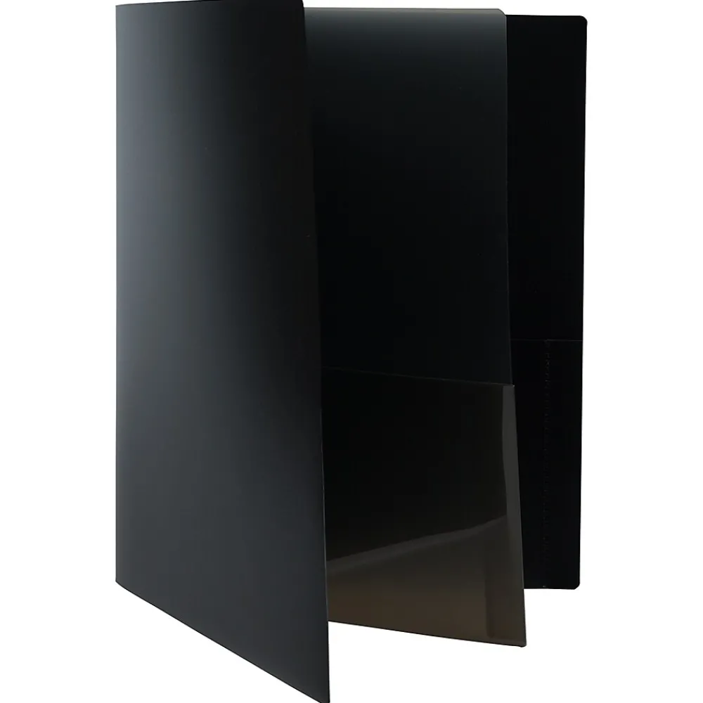 Pocket Folders|JAM Paper Heavy Duty 4-Pocket Plastic Folders, Black, 2/Pack (389MP4bl)