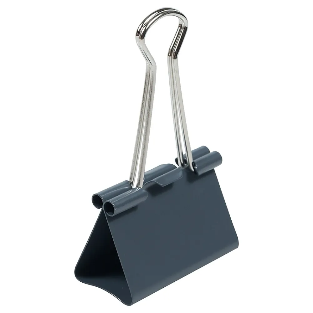 Clips & Fasteners|JAM Paper Large Binder Clips, 1" Capacity, Grey, 12 Clips/Pack (340BCGY) Gray