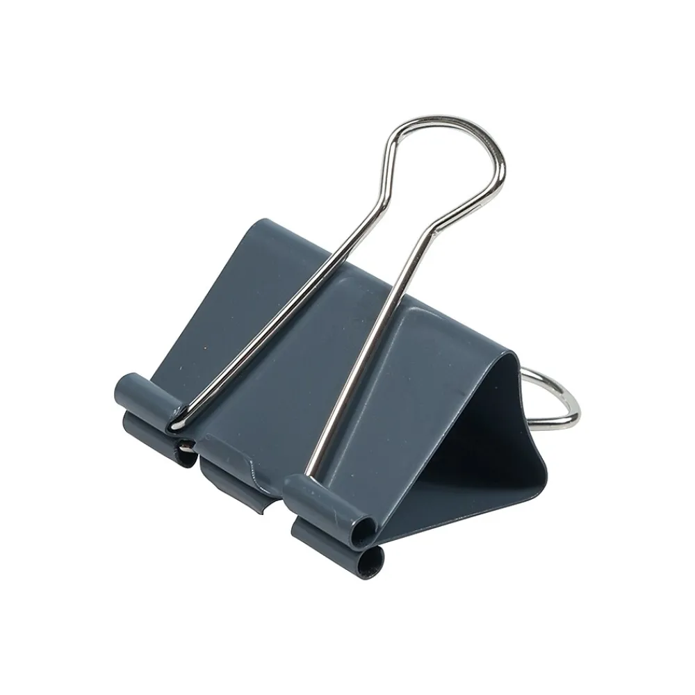 Clips & Fasteners|JAM Paper Large Binder Clips, 1" Capacity, Grey, 12 Clips/Pack (340BCGY) Gray