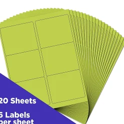 Hot JAM Paper Laser/Inkjet Address Label, 4" x 3 3/8", , 6 Labels/Sheet, 12 Sheets/Pack (302725780) Ultra Lime Green