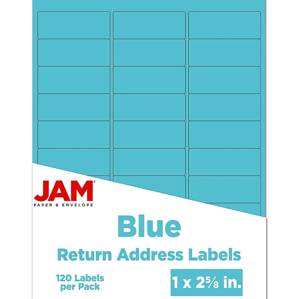 Best JAM Paper Laser/Inkjet Mailing Address Labels, 1" x 2 5/8", , 120 Labels/Pack (302725762) Blue
