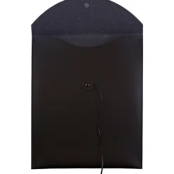 Best JAM Paper ® Leather Portfolio Open End Envelope with Button and String, 9.5 x 12.5, Black, Sold Individually (CF65LBL)