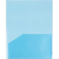 Pocket Folders|JAM Paper Light Weight Two-Pocket Plastic Presentation Folders, Blue, 6/Pack (381BLUED)