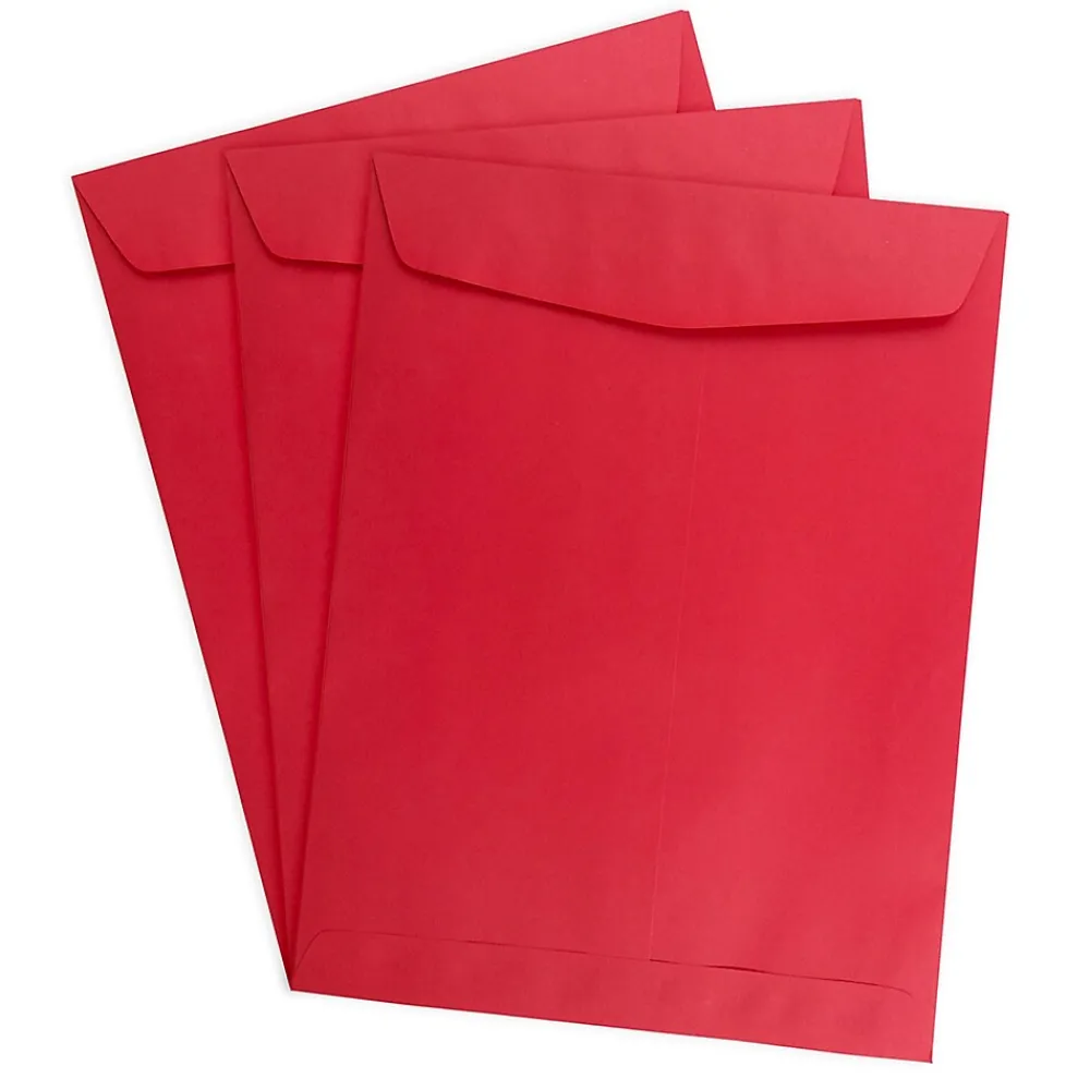 Hot JAM Paper Open End Catalog Envelope, 9" x 12", Red, 100/Box (80329)