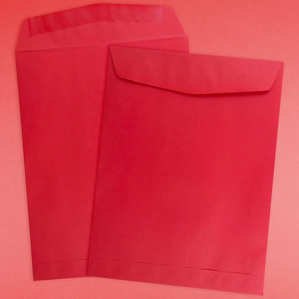Hot JAM Paper Open End Catalog Envelope, 9" x 12", Red, 100/Box (80329)