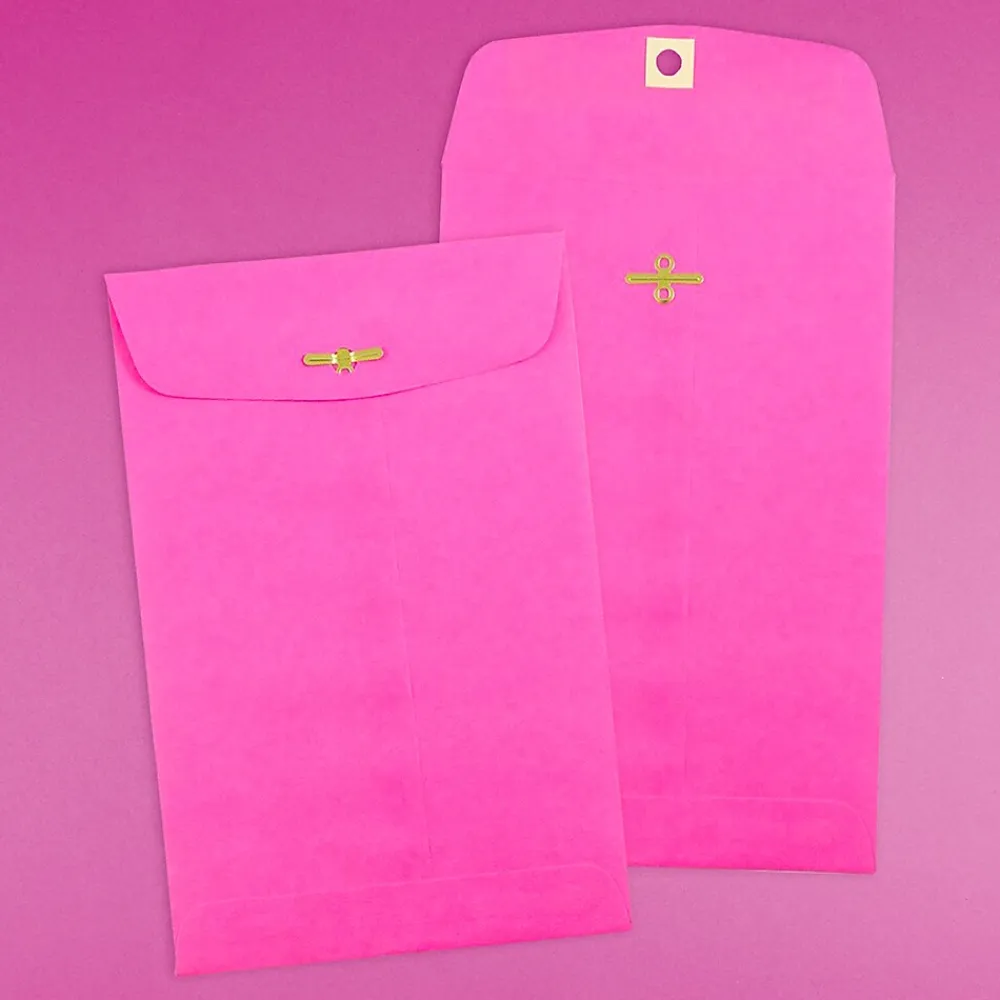 JAM Paper Open End Clasp #1 Catalog Envelope, 6" x 9", Fuchsia Pink, 100/Box (900909024)