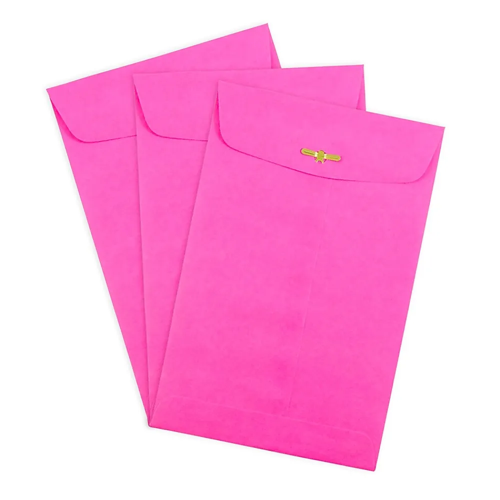 JAM Paper Open End Clasp #1 Catalog Envelope, 6" x 9", Fuchsia Pink, 100/Box (900909024)