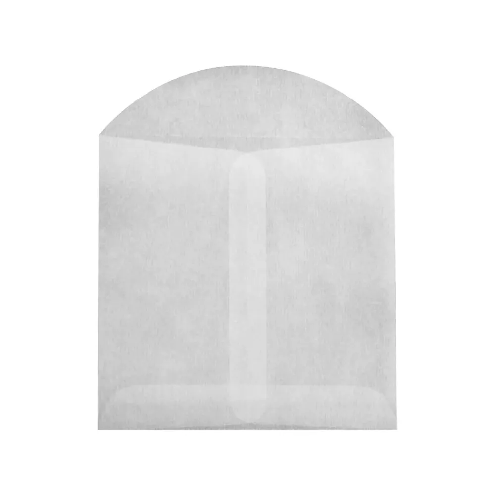 Clearance JAM Paper Open End Envelopes, 3 3/4 x 4 3/4, Glassine, 100/Pack (GLASS-25-100)