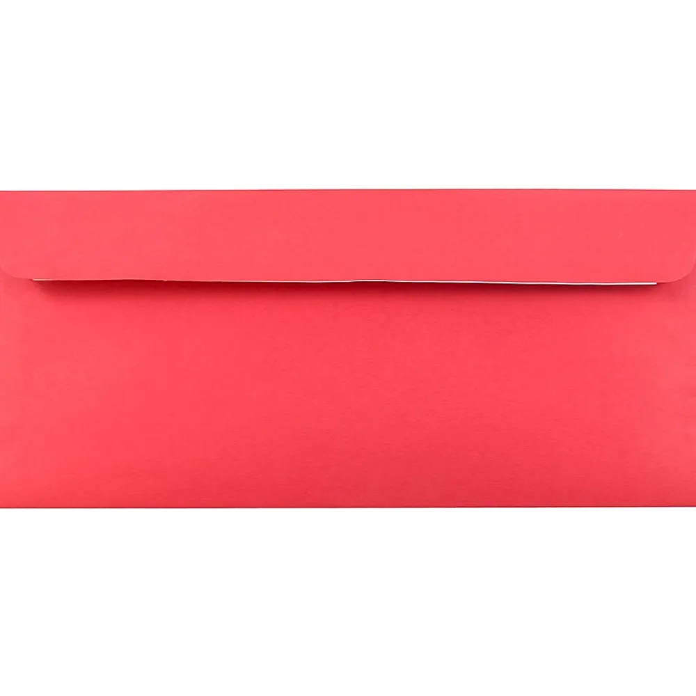 Sale JAM Paper Peel & Seal #10 Kraft Business Envelope, 4 1/8" x 9 1/2", Christmas Red, 25/Pack (11789)