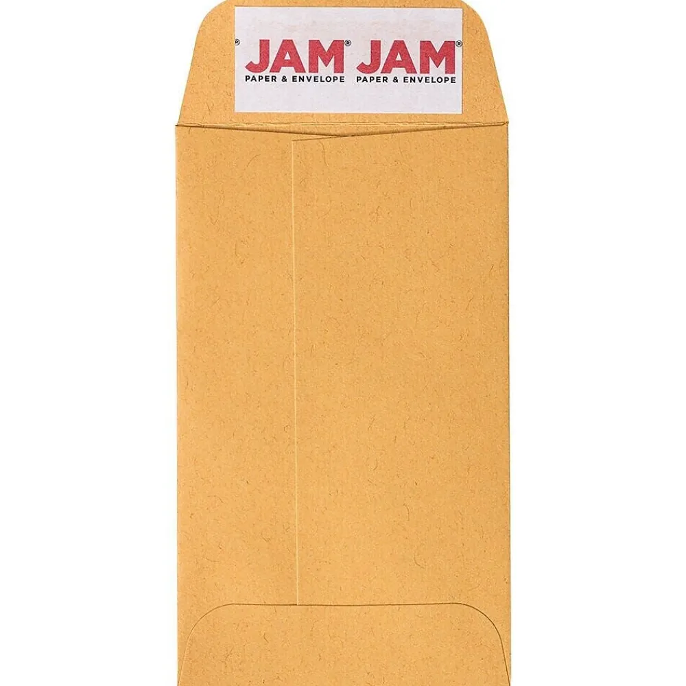 Clearance JAM Paper Peel & Seal Closure, Coin Envelopes, Brown Kraft Manila, 2.5" x 4.25", 100/Box (400238460D)