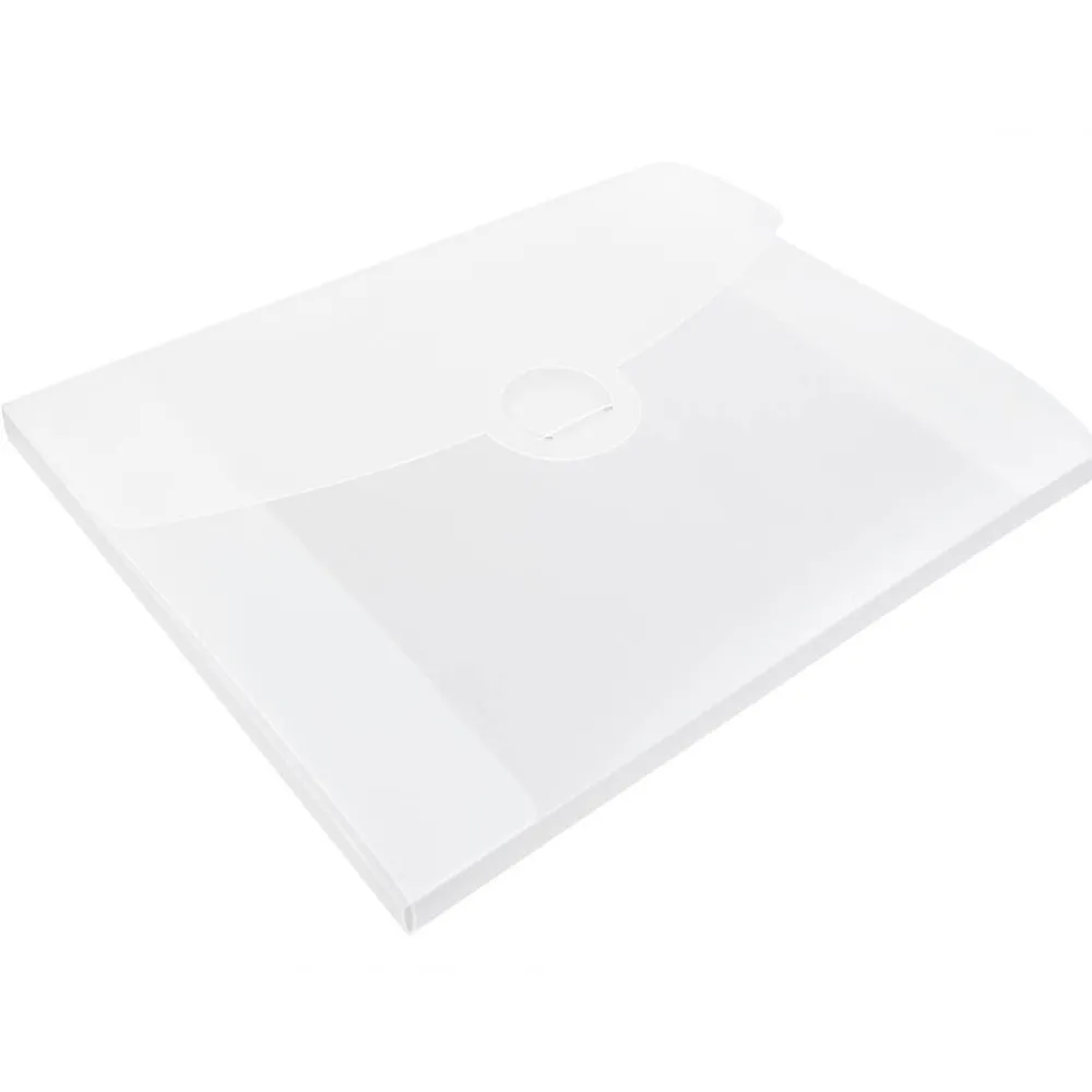 Plastic Portfolio Case with Circular Tuck Flap Closure, Clear Frost, 24/Carton (3788B)<JAM Paper New