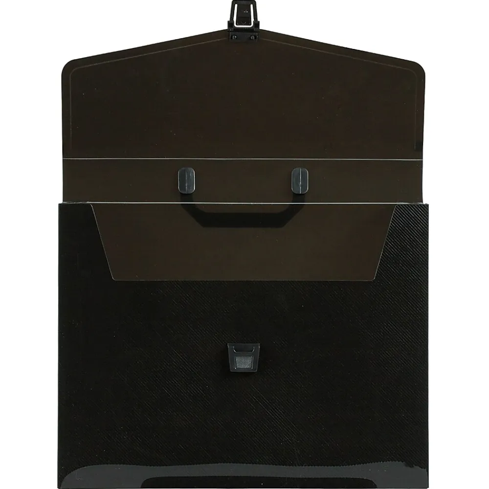 Plastic Portfolio Briefcase with Handles, 12" x 9 1/2" x 1 1/2", Black (334120746)<JAM Paper
