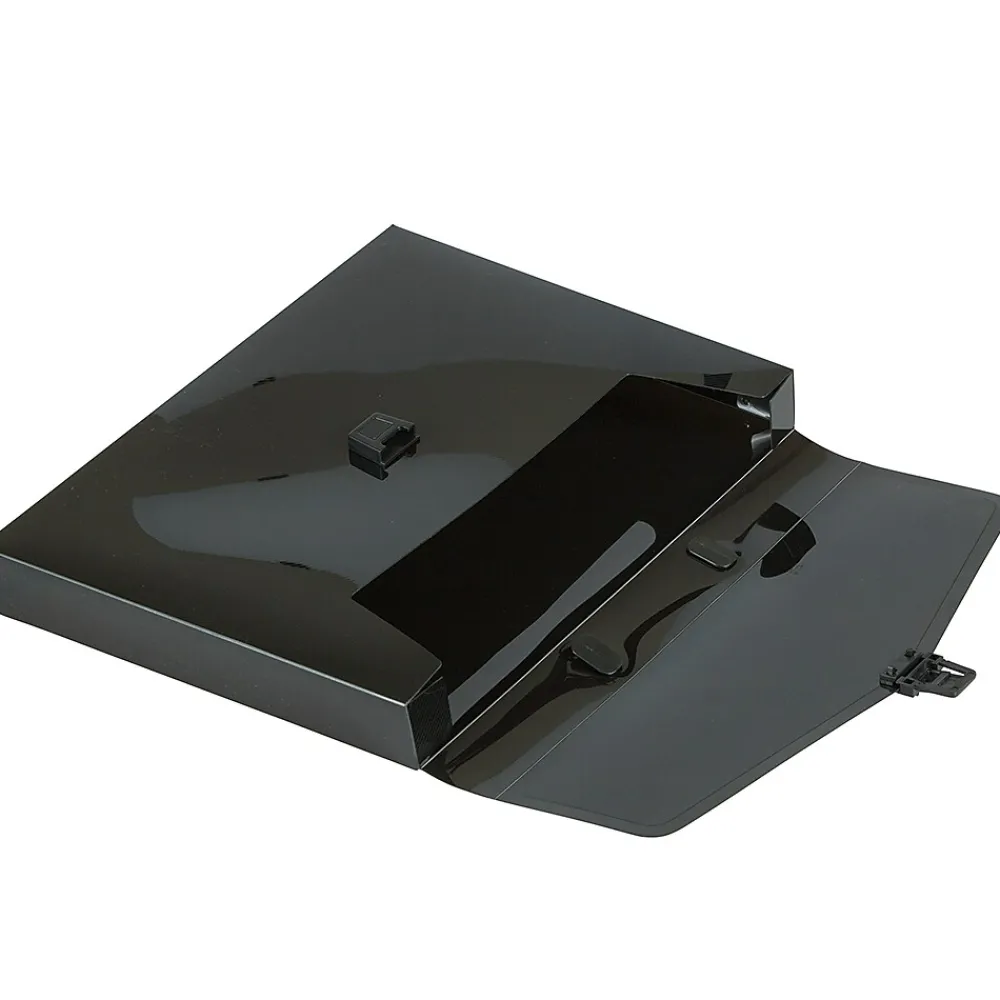 Plastic Portfolio Briefcase with Handles, 12" x 9 1/2" x 1 1/2", Black (334120746)<JAM Paper