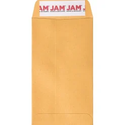 Clearance JAM Paper Self Seal #5 1/2 Coin Business Envelopes, 3 1/8" x 5 1/2", Brown Kraft Manila, 100/Pack (400238462D)