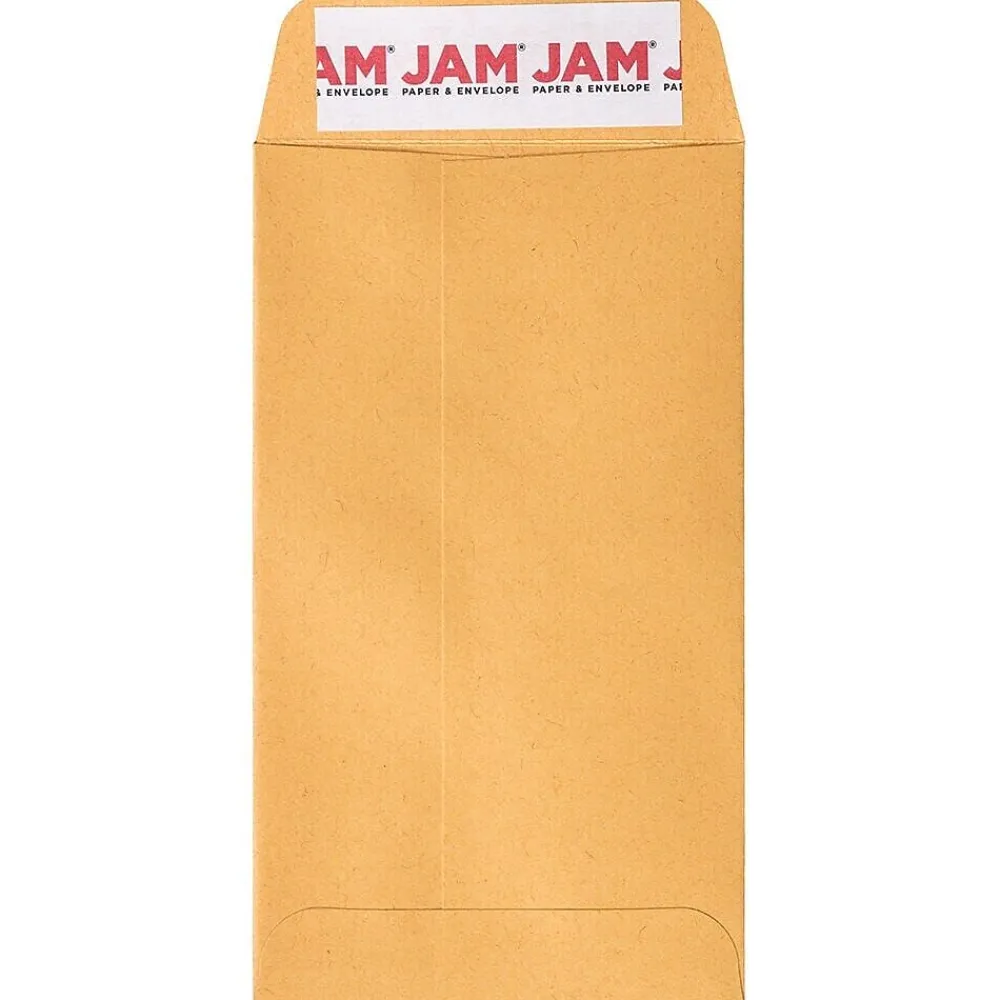 Clearance JAM Paper Self Seal #5 1/2 Coin Business Envelopes, 3 1/8" x 5 1/2", Brown Kraft Manila, 100/Pack (400238462D)