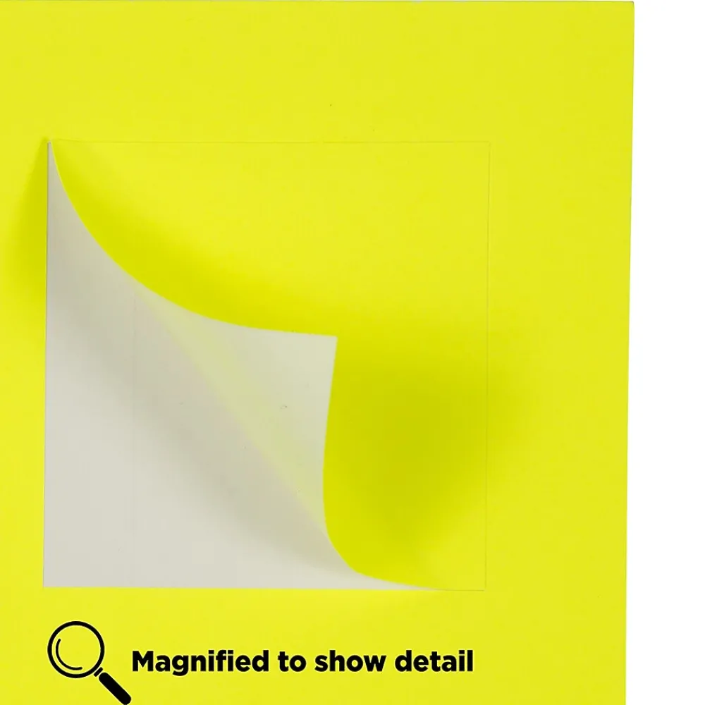 Labels|JAM Paper Square Labels, 2" x 2", Neon Yellow, 12 Labels/Sheet, 10 Sheets/Pack (367831073)