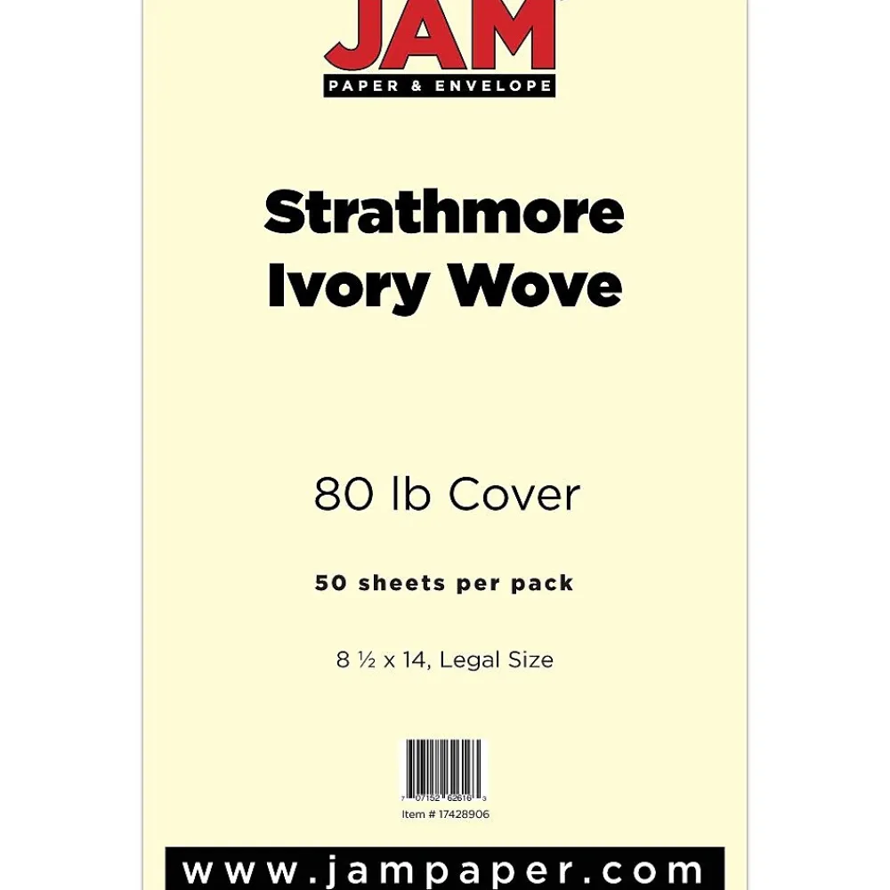 Card Stock*JAM Paper Strathmore 80 lb. Cardstock Paper, 8.5" x 14", Ivory White Wove, 50 Sheets/Pack (17428906)