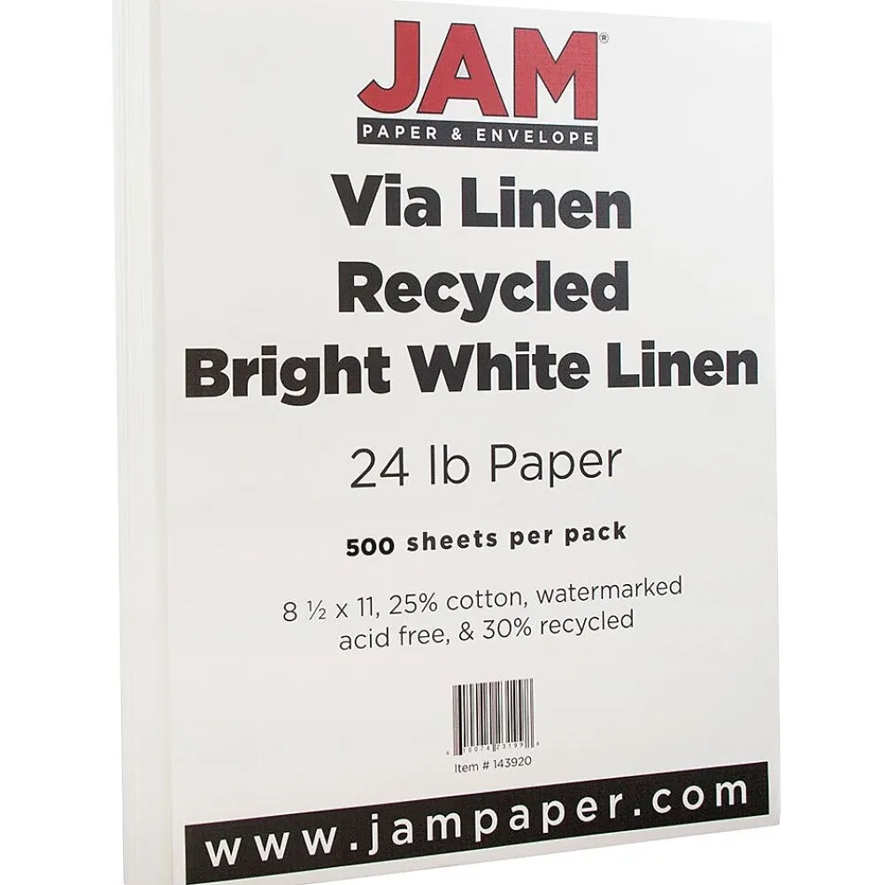 Resume Paper*JAM Paper ® Strathmore 24lb Paper, 8.5 x 11, Bright White Linen, 500 Sheets/Ream (143920B)