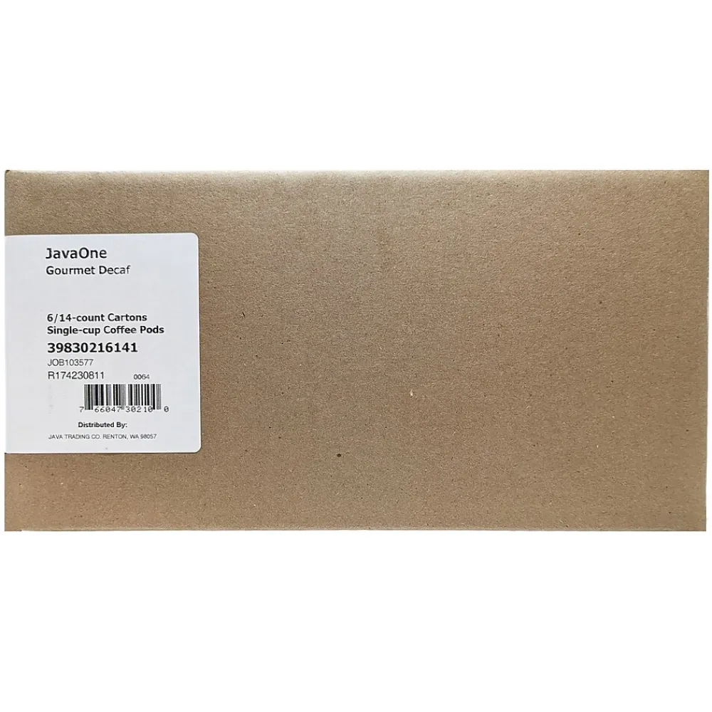 JavaOne Gourmet Decaf Coffee Freshpack, Light Roast, 84/Carton (JTC30216CT)