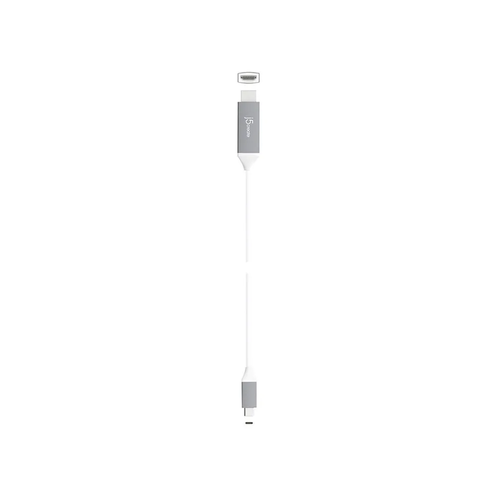 j5create 6' USB-C to HDMI Audio/Video Cable, Male to Male, Gray (JCC153G)