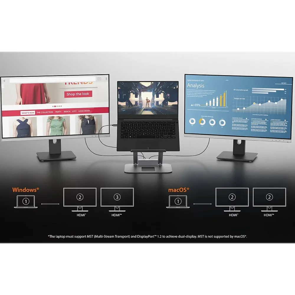 11.4" x 8.9" Aluminum Multi-Angle Dual-HDMI Docking Stand, Space Gray/Silver (JTS427)<j5create Outlet