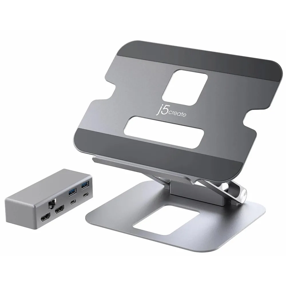 11.4" x 8.9" Aluminum Multi-Angle Dual-HDMI Docking Stand, Space Gray/Silver (JTS427)<j5create Outlet