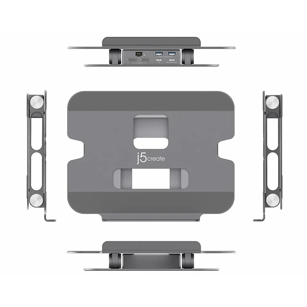 11.4" x 8.9" Aluminum Multi-Angle Dual-HDMI Docking Stand, Space Gray/Silver (JTS427)<j5create Outlet