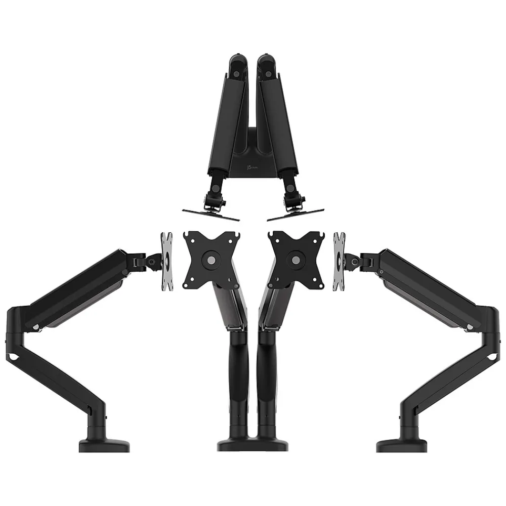 Hot j5create Adjustable Dual Monitor Arms, Up to 32", Black (JTSA102)