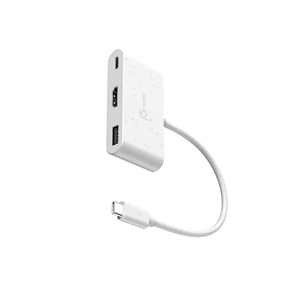 j5create Eco-Friendly 3-Port USB-C Hub, White (JCA379EW)