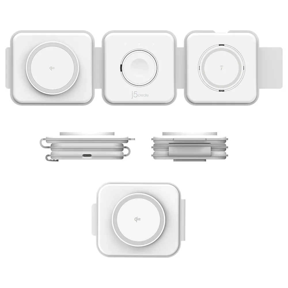 Magnetic Wireless 3-in-1 Charging Station, White (JUPW3215)<j5create Clearance