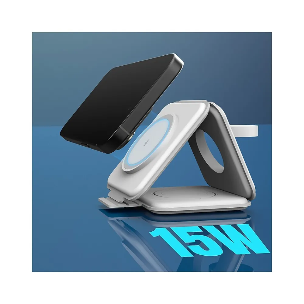 Magnetic Wireless 3-in-1 Charging Station, White (JUPW3215)<j5create Clearance