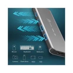 j5create 5-Port USB-C Hub, Space Gray (JCH453)