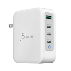130W GaN USB-C 4-Port Charger for Laptops, Tablets, and Mobile Devices, White (JUP43130)<j5create