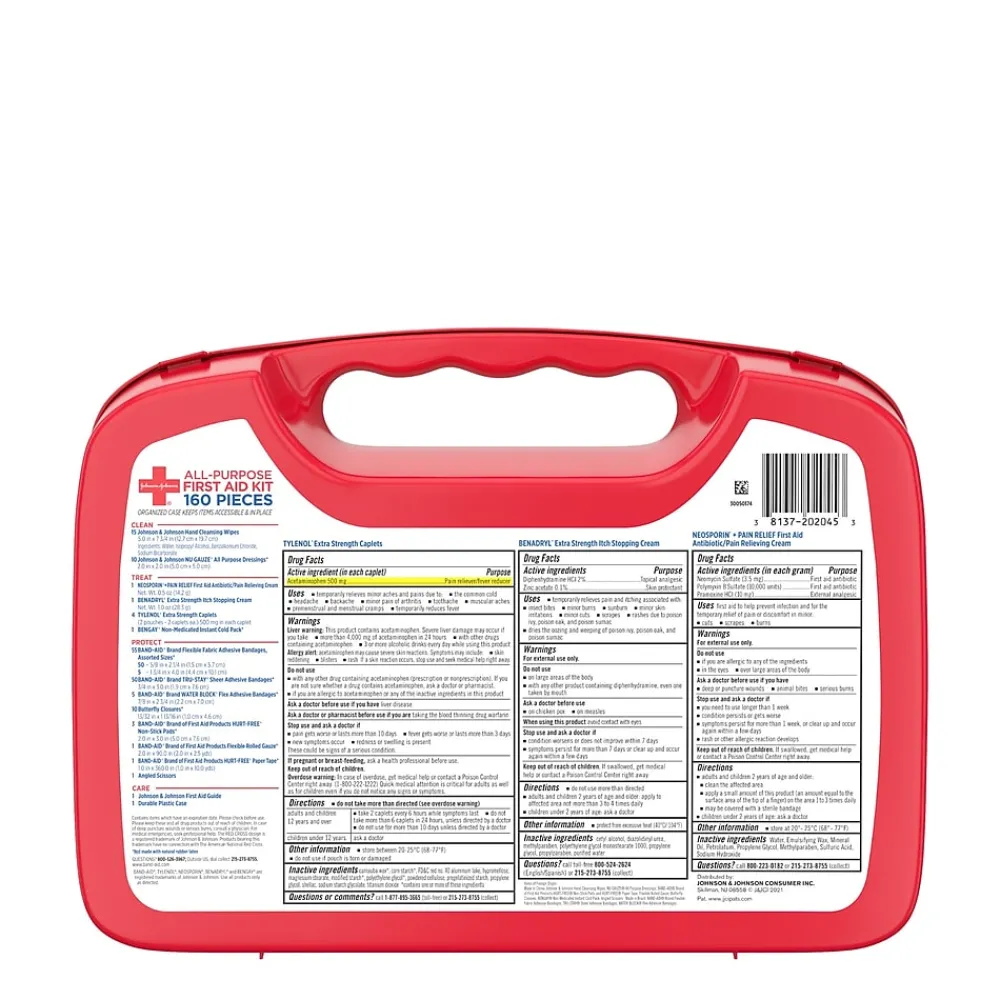 Johnson & Johnson All-Purpose First Aid Kit, 160 Pc. (202045)