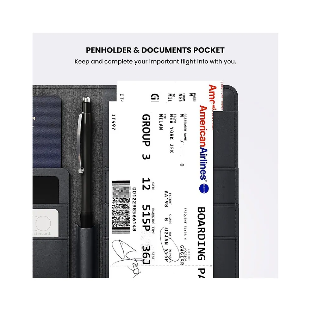 Loc8 RFID Faux Leather Passport Holder, Midnight Black (JTWMN)<JOURNEY