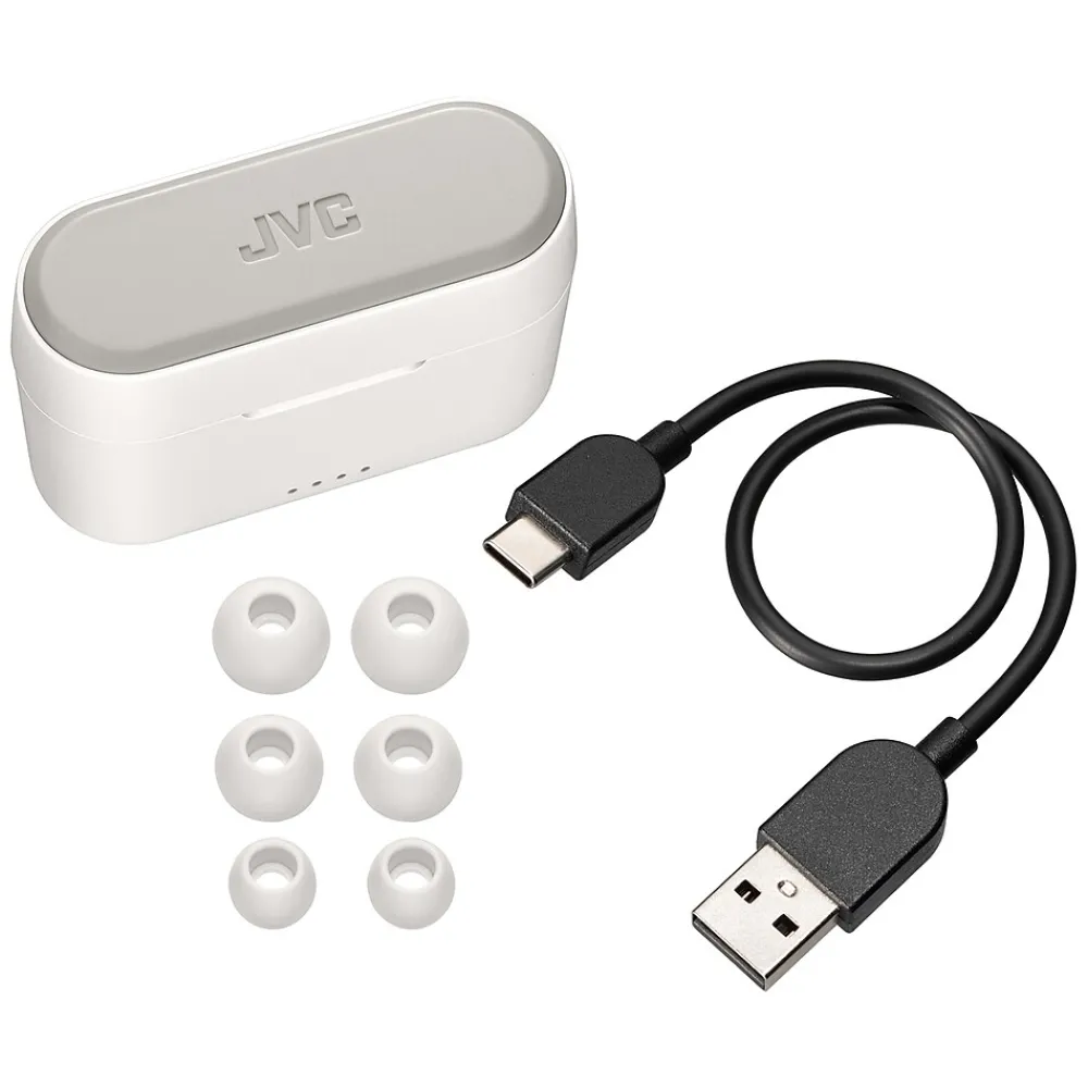 RIPTIDZ True Wireless Earbuds with Charging Case, Bluetooth, White (HAA9TW)<JVC Clearance