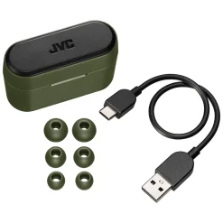 RIPTIDZ True Wireless Earbuds with Charging Case, Bluetooth, Olive (HAA9TG)<JVC Best
