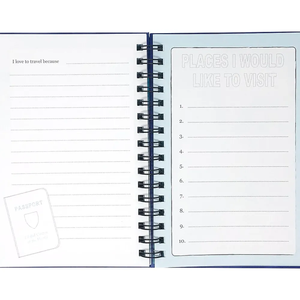 Journals|Kahootie Co. Travel Journal For Kids Hardcover Journal, 5.5" x 8.5", Wide Ruled, Royal Blue, 60 Pages (TRAVB-H)