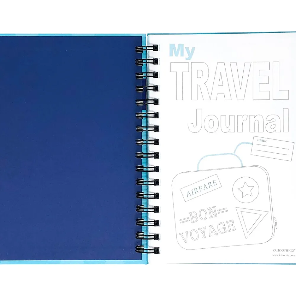 Journals|Kahootie Co. Travel Journal For Kids Hardcover Journal, 5.5" x 8.5", Wide Ruled, Blue/Teal, 60 Pages (TRAVTB-H)