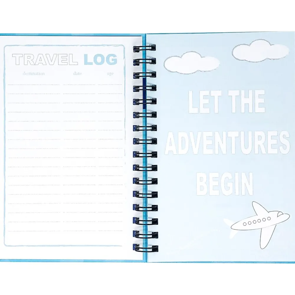 Journals|Kahootie Co. Travel Journal For Kids Hardcover Journal, 5.5" x 8.5", Wide Ruled, Blue/Teal, 60 Pages (TRAVTB-H)