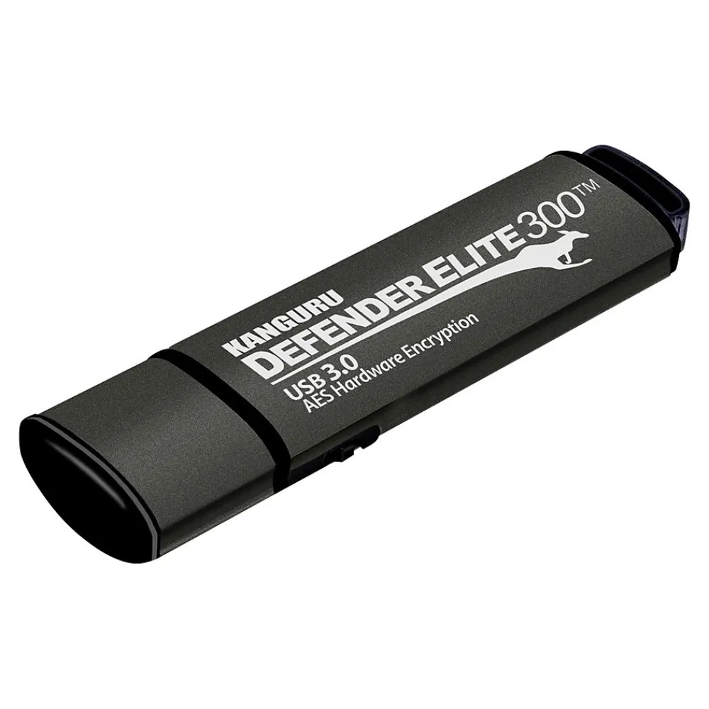 Clearance Kanguru Defender Elite300 16GB USB 3.2 Flash Drive, Black (KDFE300-16G)