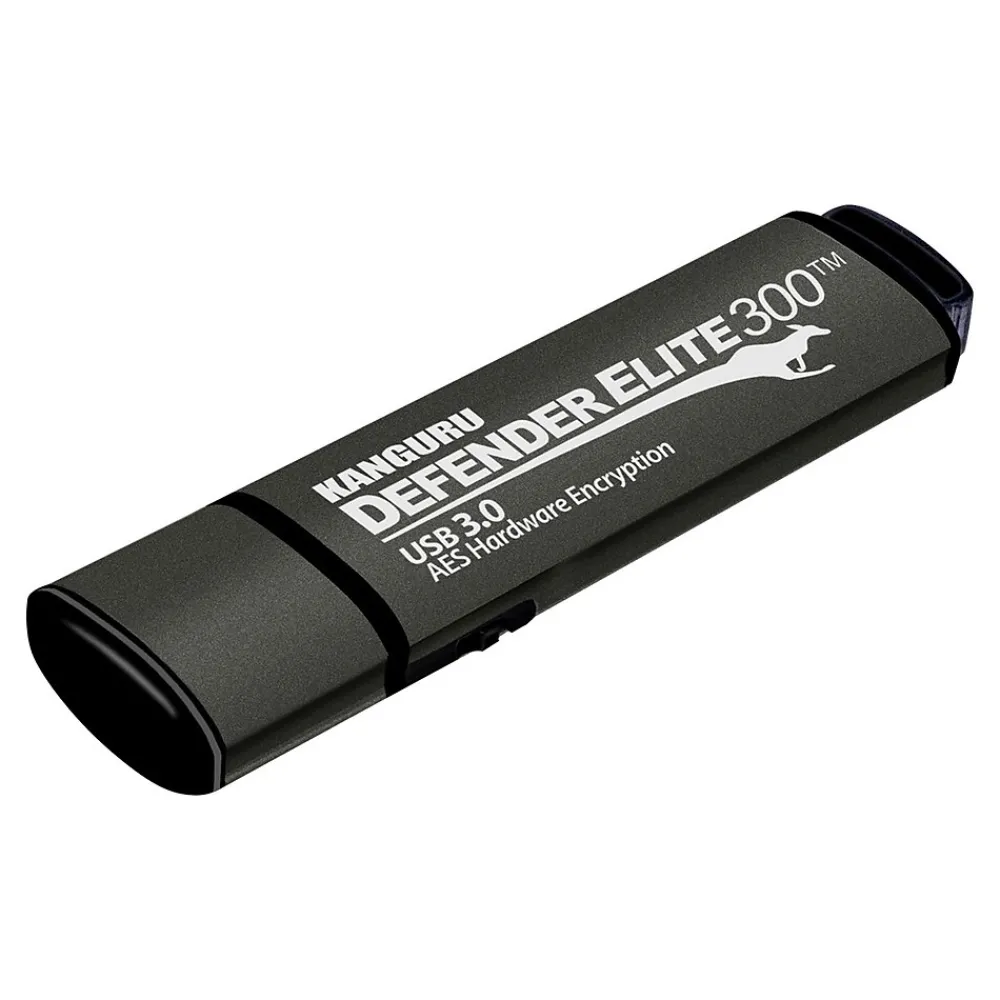Kanguru Defender Elite300 128GB USB 3.2 Flash Drive, Black (KDFE300-128G)