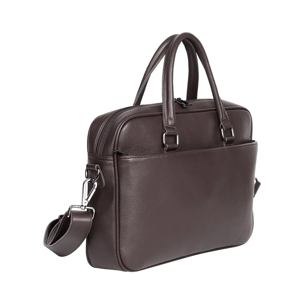 Roger Laptop Briefcase, Brown Faux Leather (22601BROWN)<Karla Hanson New