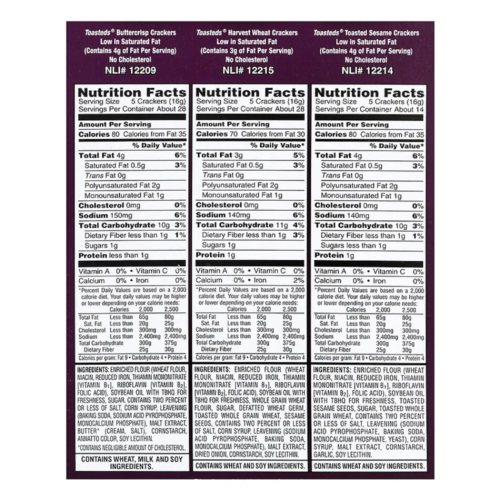 Keebler Toasteds Crackers - Variety Pack (5 Boxes of 3 Different Flavors), 40 oz, 5/Pack (22487)