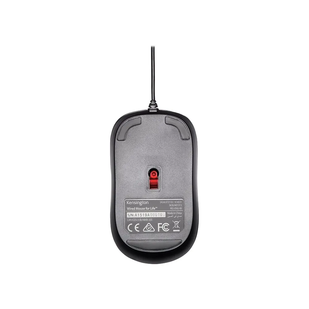 New Kensington Mouse for Life K74531WW USB Wired Optical Three-Button Mouse, Black