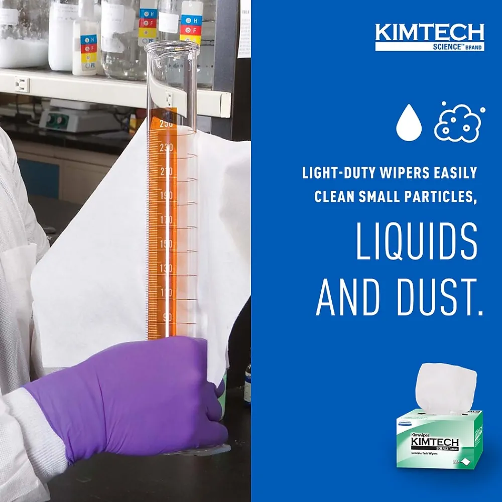 SCIENCE KIMWIPES Delicate Task Durable Fibers Cleaning Wipers, 8.4" x 4.4", White, 286 Wipers/Box (34155)<Kimtech Hot