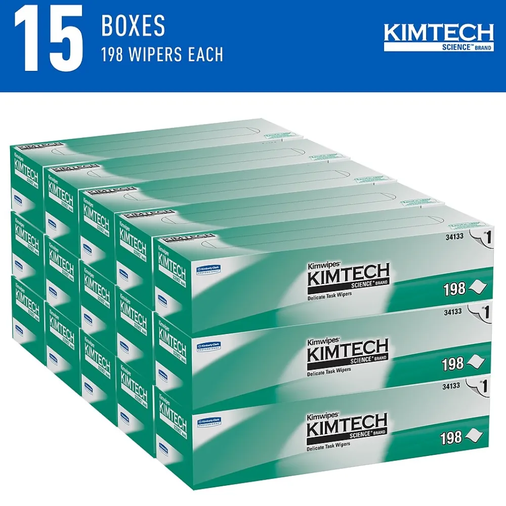 SCIENCE KIMWIPES Delicate Task Nylon Cleaning Wipers, 11.8", White, 198 Wipers/Box, 15/Carton (34133)<Kimtech Hot