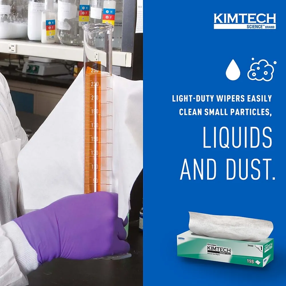 SCIENCE KIMWIPES Delicate Task Nylon Cleaning Wipers, 11.8", White, 198 Wipers/Box, 15/Carton (34133)<Kimtech Hot