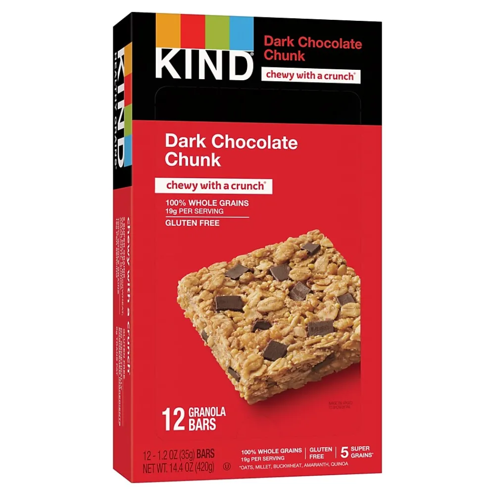 KIND Healthy Grains Gluten Free Dark Chocolate Chunk Nut Bar, 12 Bars/Box (PHW18082)