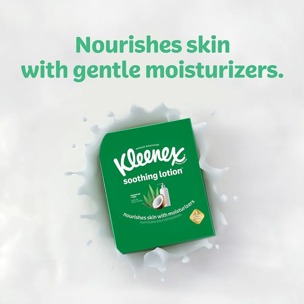 Lotion Facial Tissue, 3-ply, 120 Sheets/Box, 4 Boxes/Pack (50179)<Kleenex Online